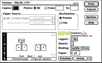 Рис. 4. Экран из расширения программы QuarkXPress Спуск полос .